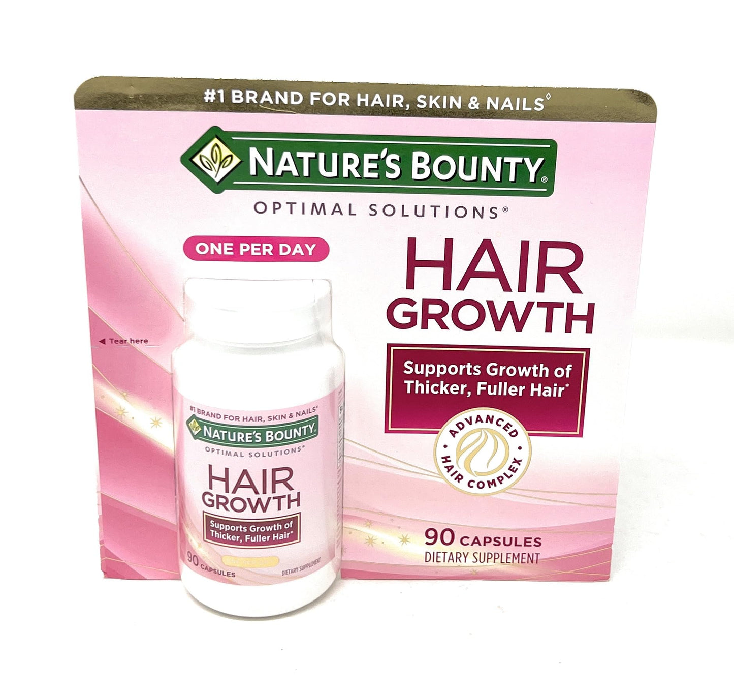 Nature's Bounty Hair Growth Supplement — 1 Per Day, Supports Thicker Hair (90 Capsules)