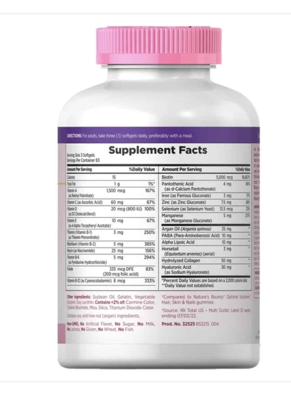 Nature's Bounty Hair, Skin & Nails 250 Softgels – 2 Pack