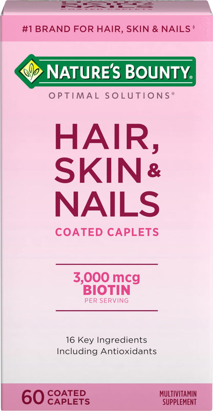 Nature's Bounty Hair, Skin & Nails Formula – 3,000 mcg Biotin, 60 Caplets