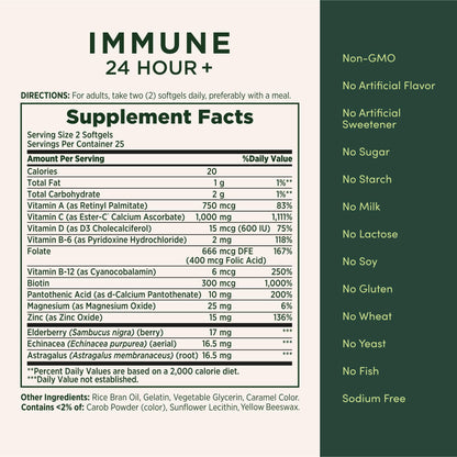 Nature's Bounty Immune 24 Hour Plus Ester-C Vitamin C 1000 mg, D & Zinc - 50 Count