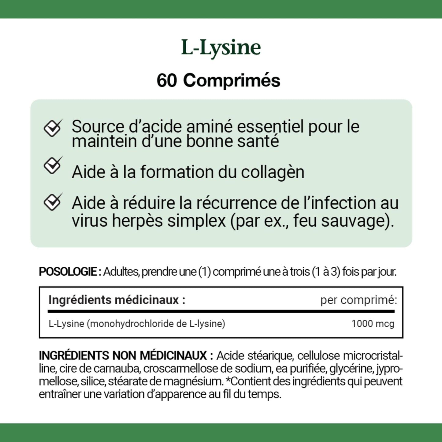 Nature's Bounty L-Lysine 1000 mg - 60 Tablets