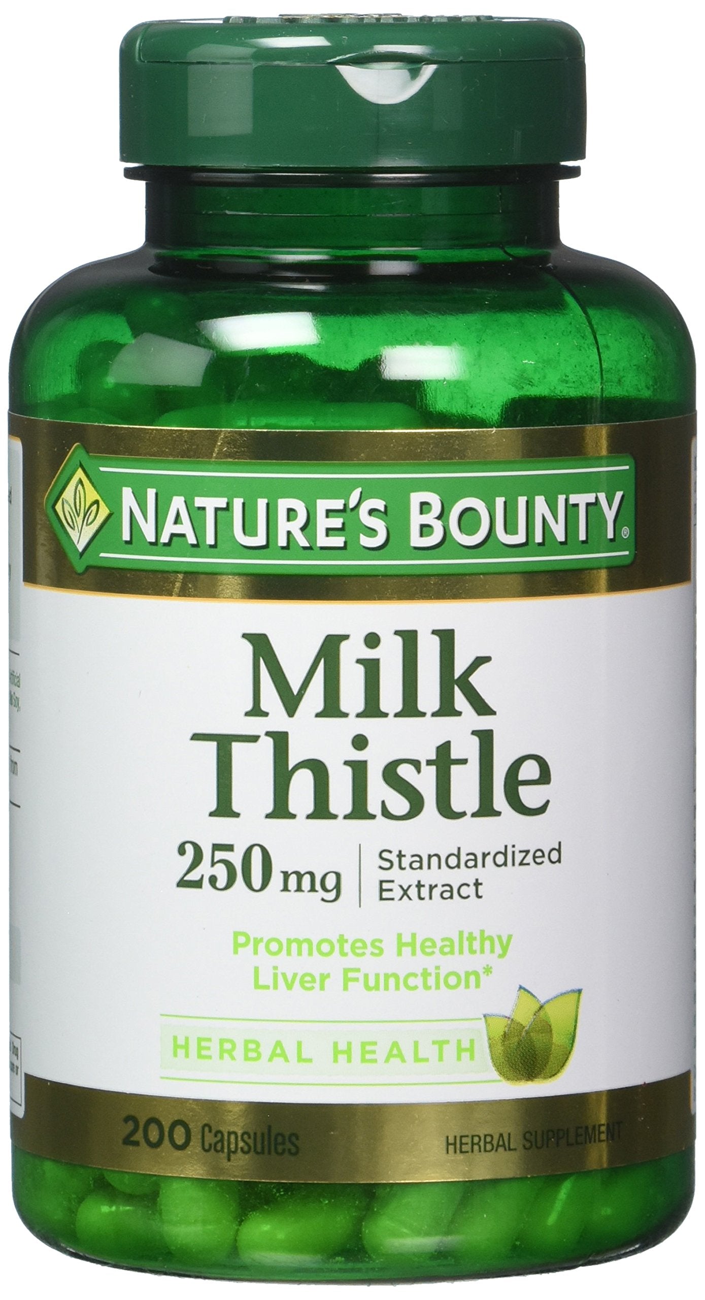 Nature's Bounty Milk Thistle 250 mg Capsules — Pack of 2 (400 capsules)