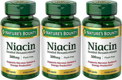 Nature's Bounty Niacin Flush Free 500 mg – Set of 3 (120 Capsules Each) | Maven Gifts