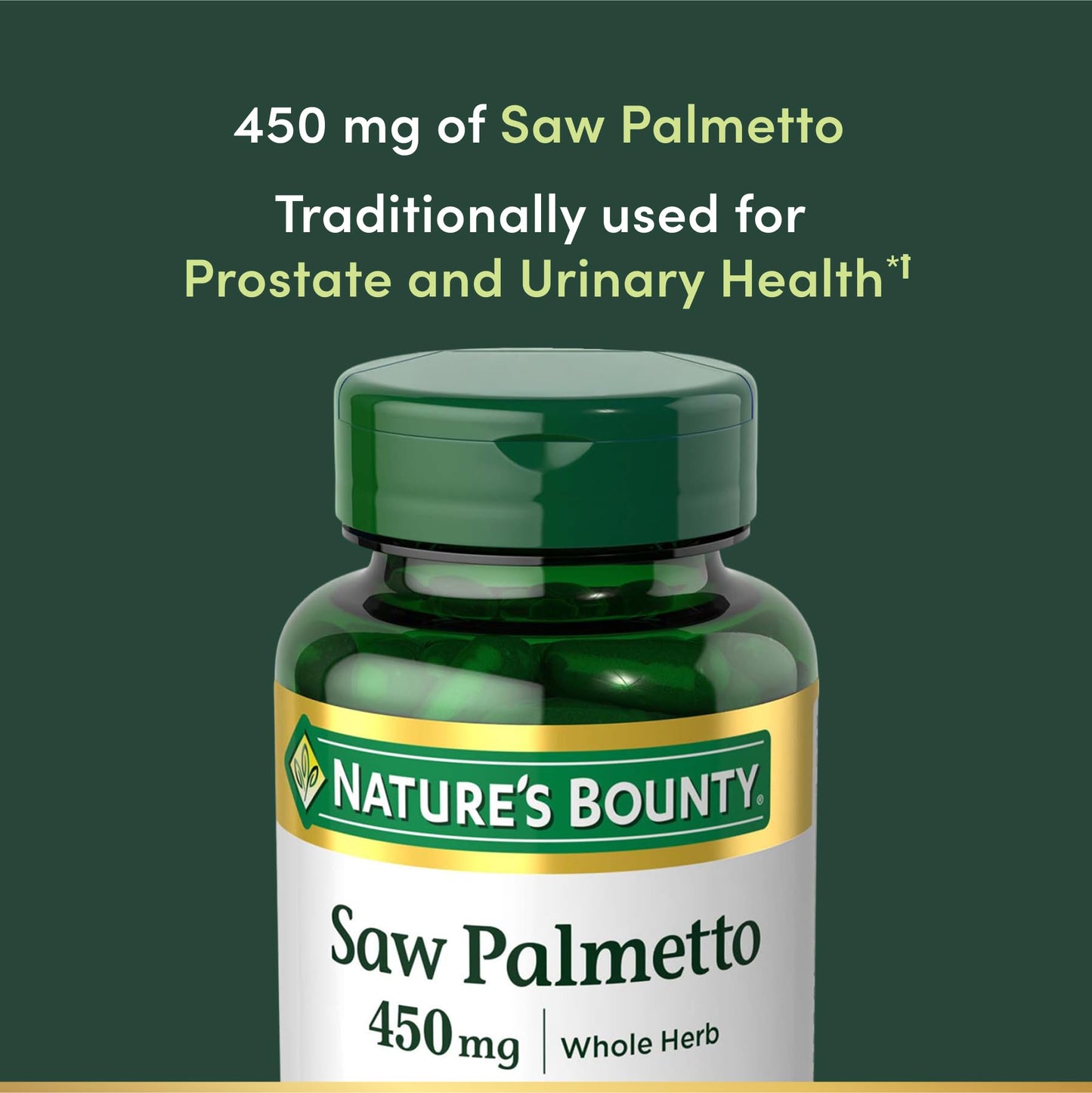 Nature's Bounty Saw Palmetto 450 mg – Prostate & Urinary Health, 100 Capsules