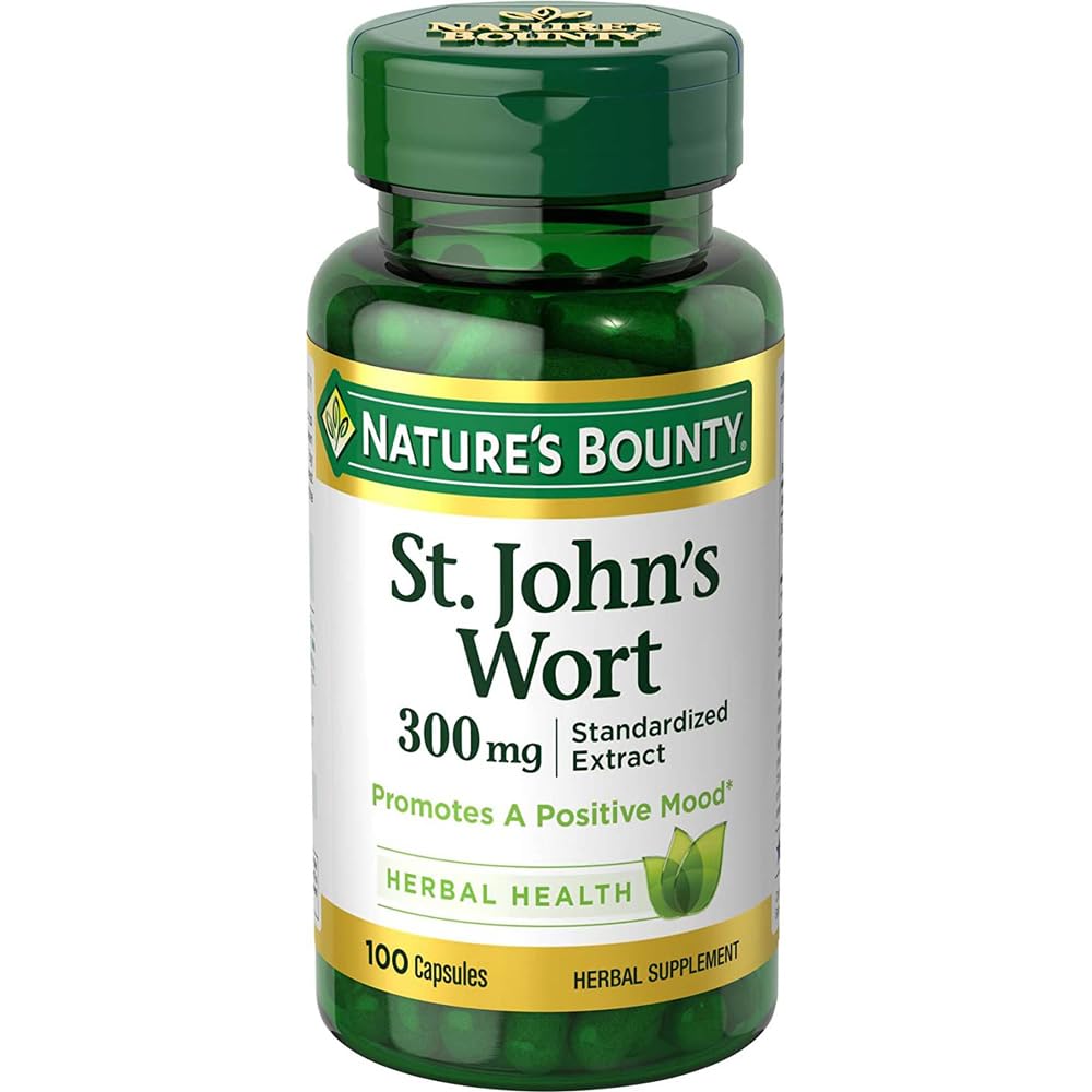 Nature's Bounty St. John's Wort Pills 300mg - 100 Capsules | Herbal Health Supplement
