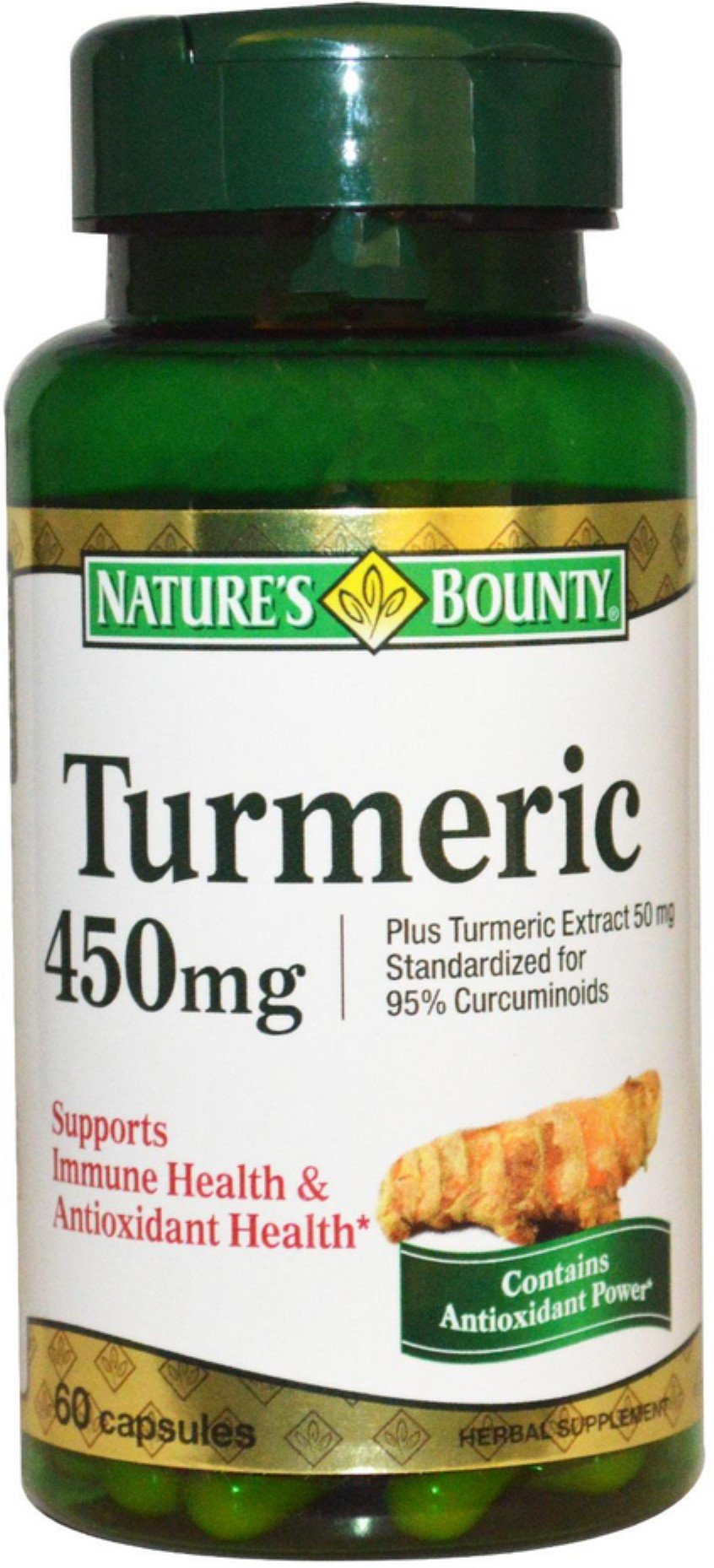 Nature's Bounty Turmeric Capsules 60 Capsules (Pack of 2) – Non-GMO
