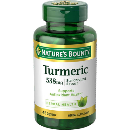 Nature's Bounty Turmeric Pills – 538 mg, 45 Capsules | Antioxidant Health