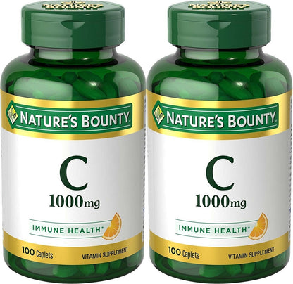 Nature's Bounty Vitamin C 1000 mg, 100 Caplets — Pack of 2 | Immune Support