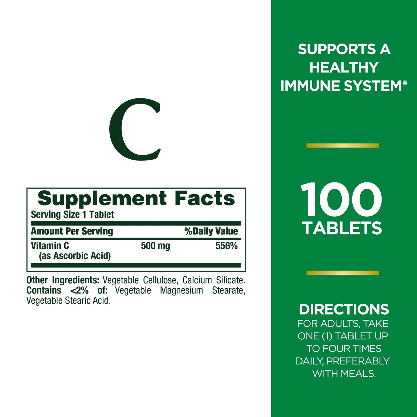 Nature's Bounty Vitamin C Tablets 500mg - Immune Support (100 Count)
