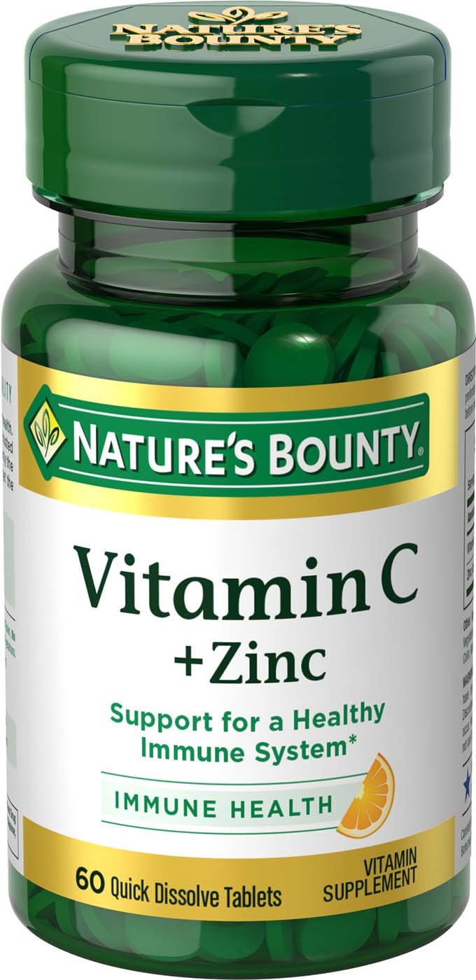 Nature's Bounty Vitamin C + Zinc – Immune Support Supplement, 60 Tablets