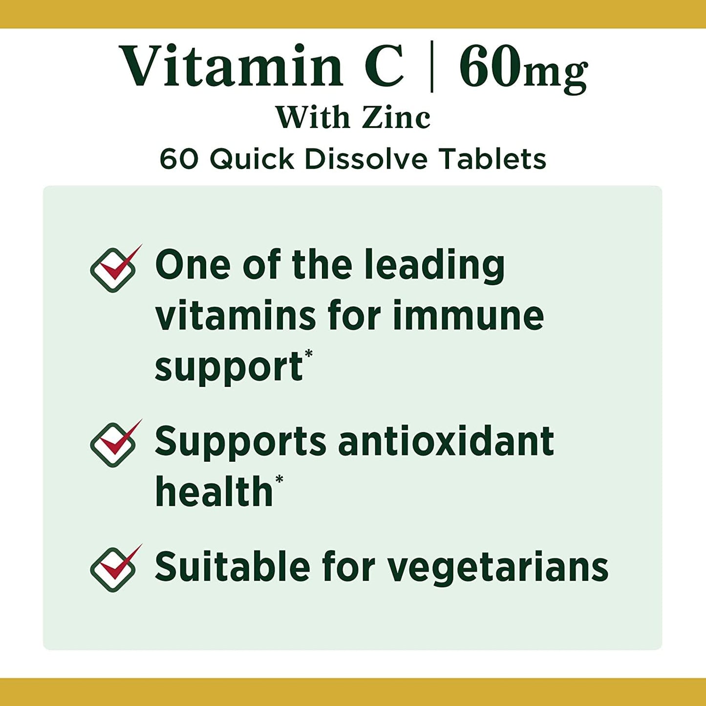 Nature's Bounty Vitamin C + Zinc – Immune Support Supplement, 60 Tablets