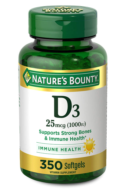 Nature's Bounty Vitamin D3 1000 IU Softgels – 350 Count