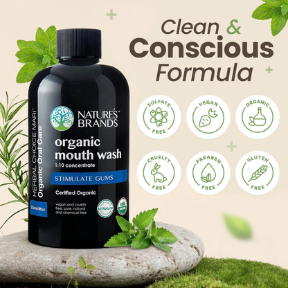 Nature's Brands Herbal Choice Mari Organic Mouth Wash - Peppermint, Tea Tree & Thyme Oils (8 oz)