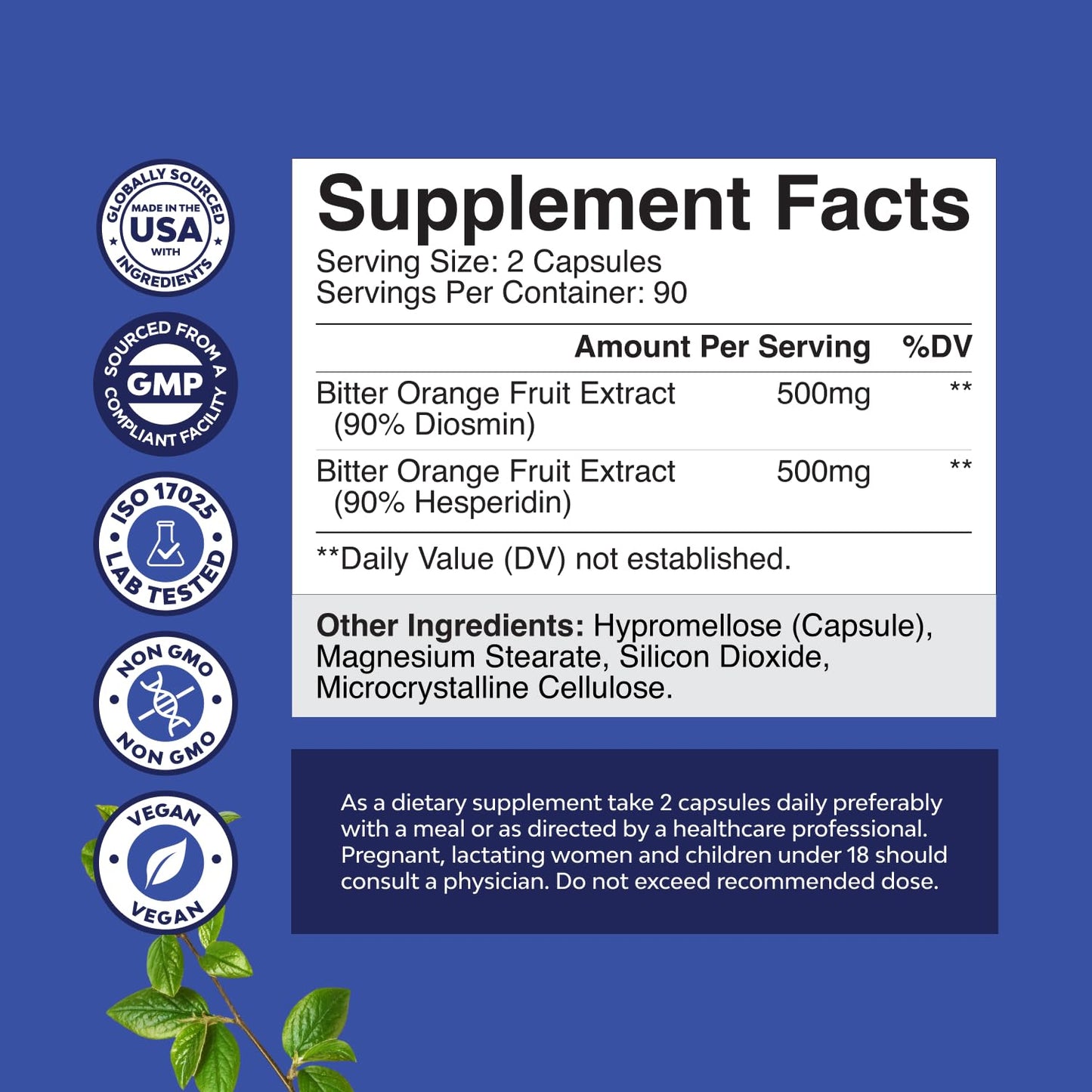 Nature's Craft Diosmin Hesperidin 1000mg Complex for Circulation – 3 Month Supply