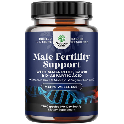 Natures Craft Pre-Conception Male Fertility Supplement | Semen Volume Booster with CoQ10, Maca Root, Methyl Folate & D-Aspartic Acid