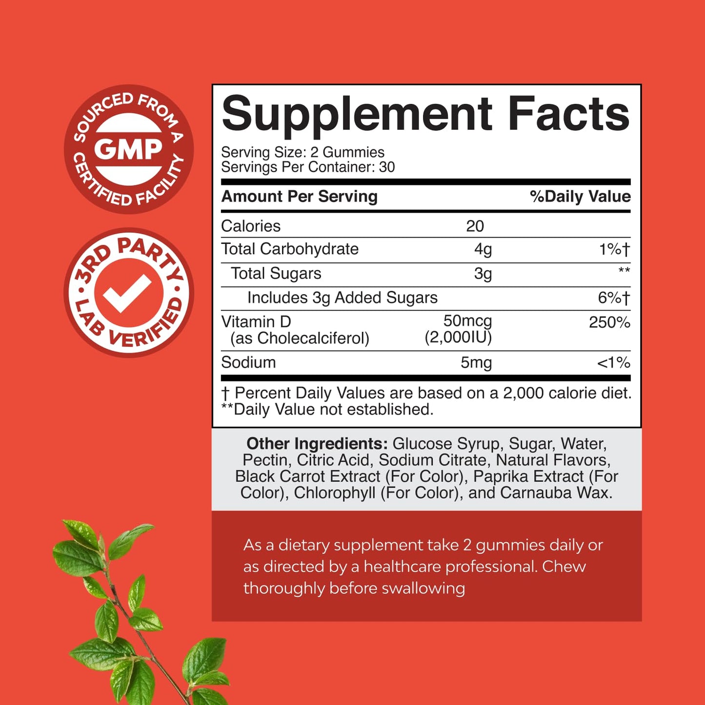 Natures Craft Vitamin D3 Gummies 2000 IU – Daily Wellness for Adults | Non-GMO, Gluten Free