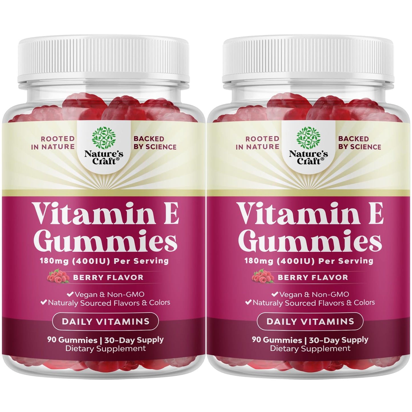 Natures Craft Vitamin E Gummies – 400 IU High-Potency Skin Support – 2-Month Supply