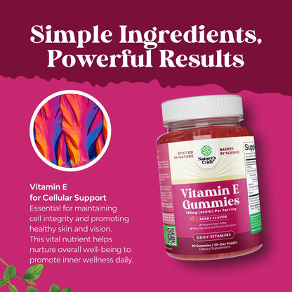 Natures Craft Vitamin E Gummies – 400 IU High-Potency Skin Support – 2-Month Supply