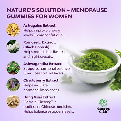 Natures Craft Womens Menopause Gummies with Dong Quai & Ashwagandha – 60 Count (3 Pack)