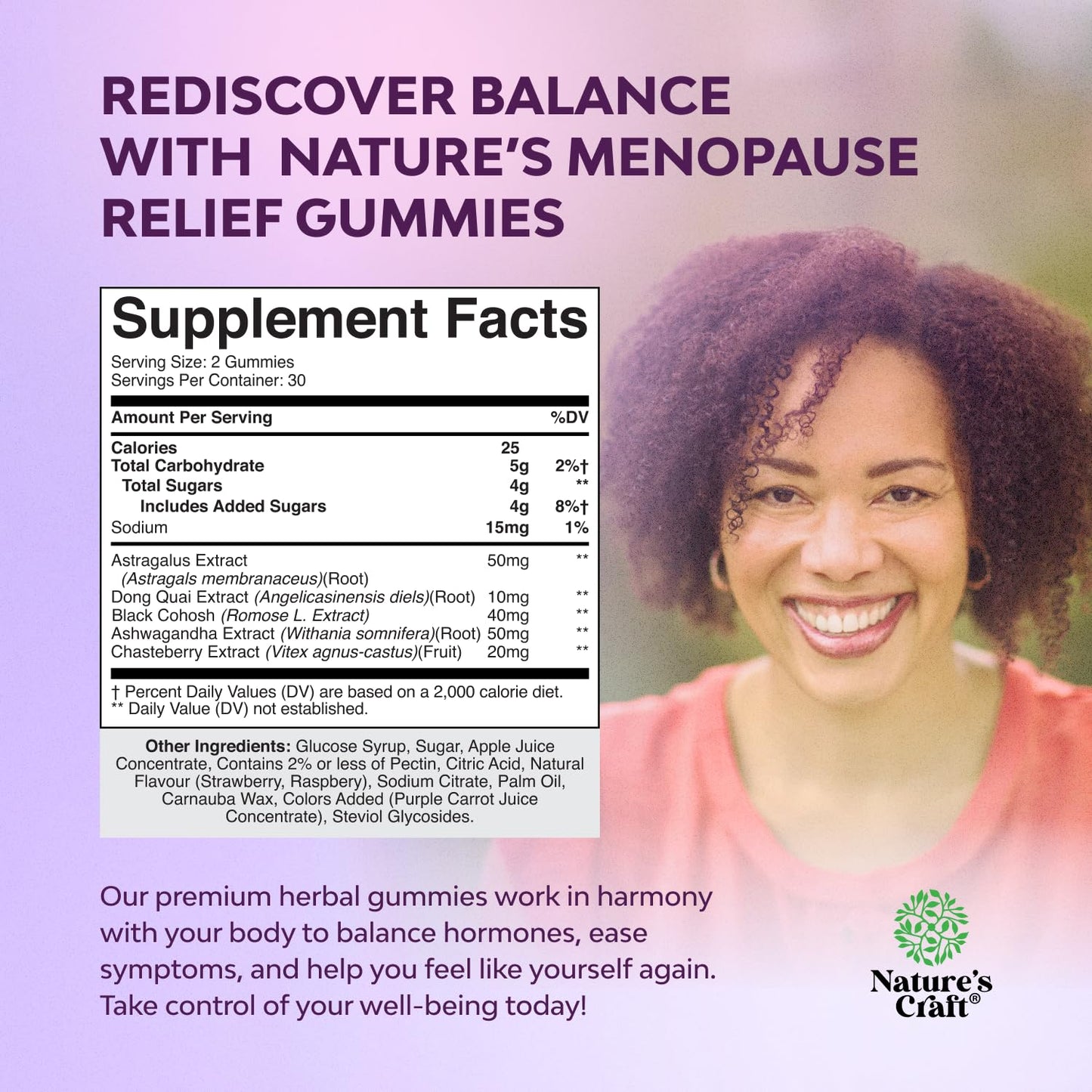 Natures Craft Womens Menopause Gummies with Dong Quai & Ashwagandha – 60 Count (3 Pack)