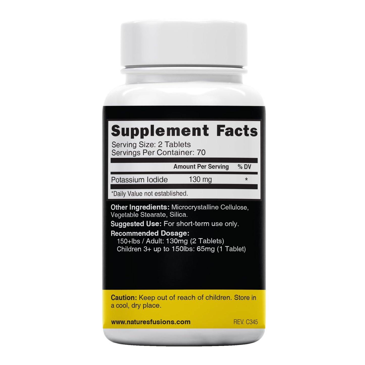 Nature's Fusions Potassium Iodide Tablets (Pack of 5) 130 mg – 700 Tablets EXP 12/2032 – KI Pills