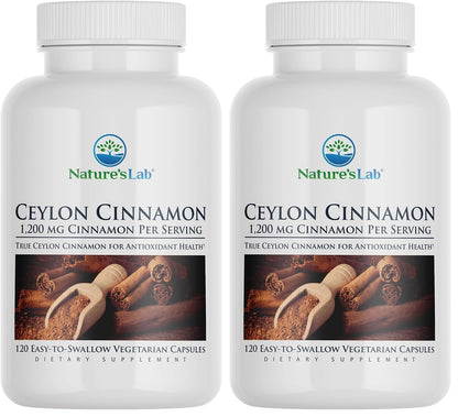 Nature's Lab Ceylon Cinnamon 1,200 mg | 60 Servings per Container | Pack of 2