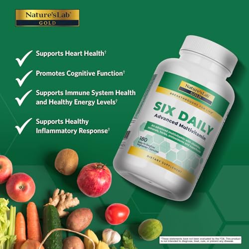 Nature's Lab Six Daily Advanced Multivitamin – 90+ Nutrients, 180 Capsules, Daily Energy & Immune Support