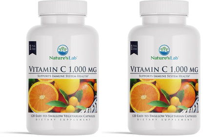 Nature's Lab Vitamin C 1000mg – Immune Support, 120 Count (Pack of 2)