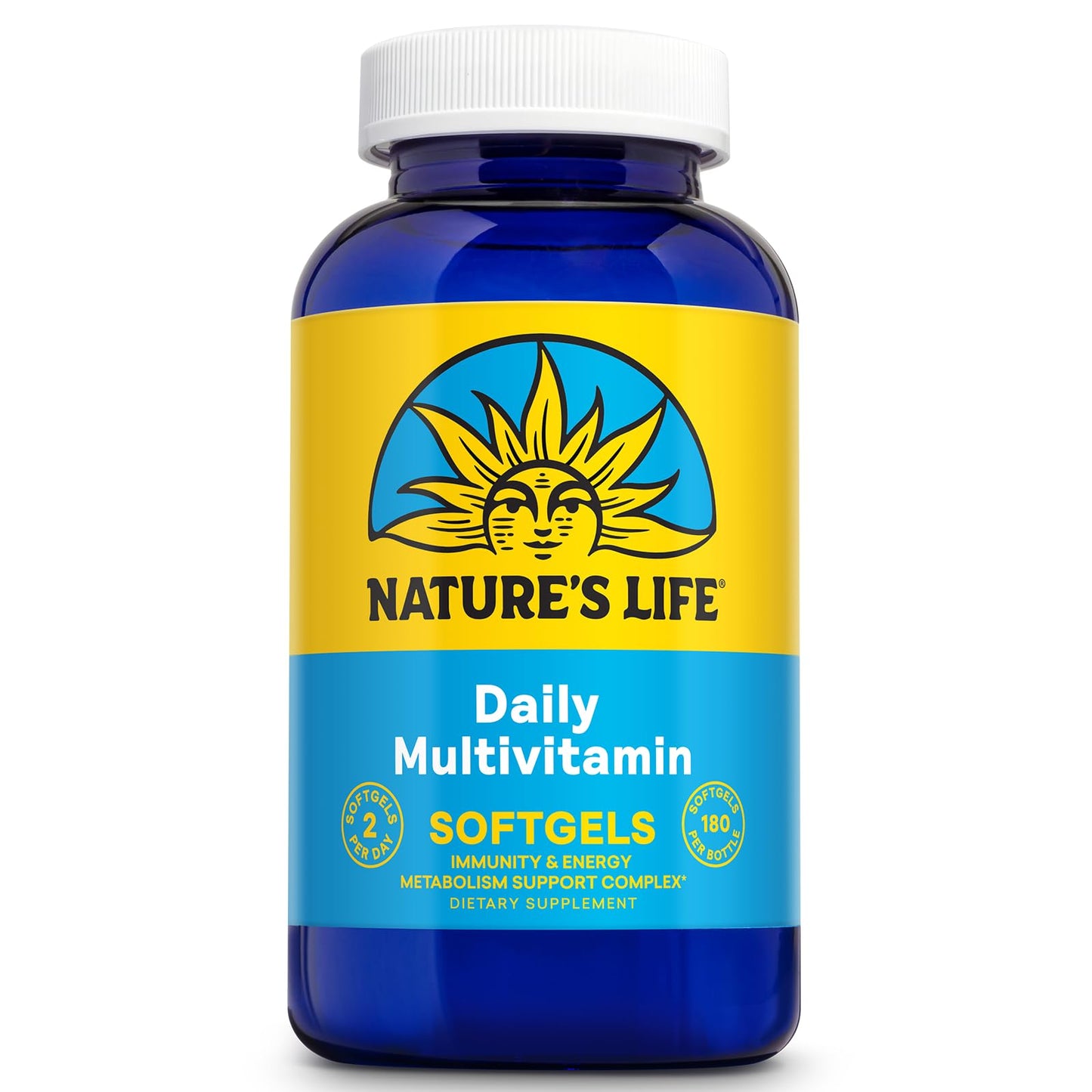 Nature's Life Daily Multivitamin for Men & Women | Immune & Energy Support | 90 Serv, 180 Softgels