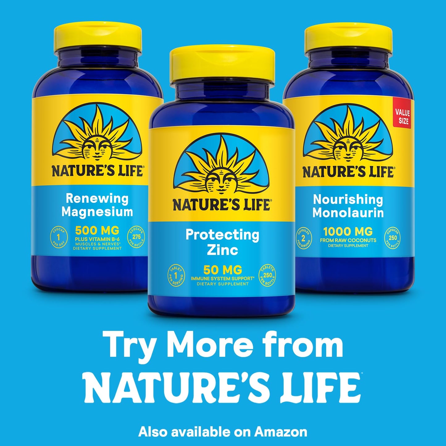 Nature's Life Protecting Zinc 50mg + Copper 2.5mg – Immune, Bone & Heart Health