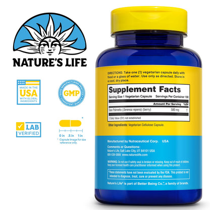 Nature's Life Saw Palmetto for Men 580mg – Prostate & Urinary Support