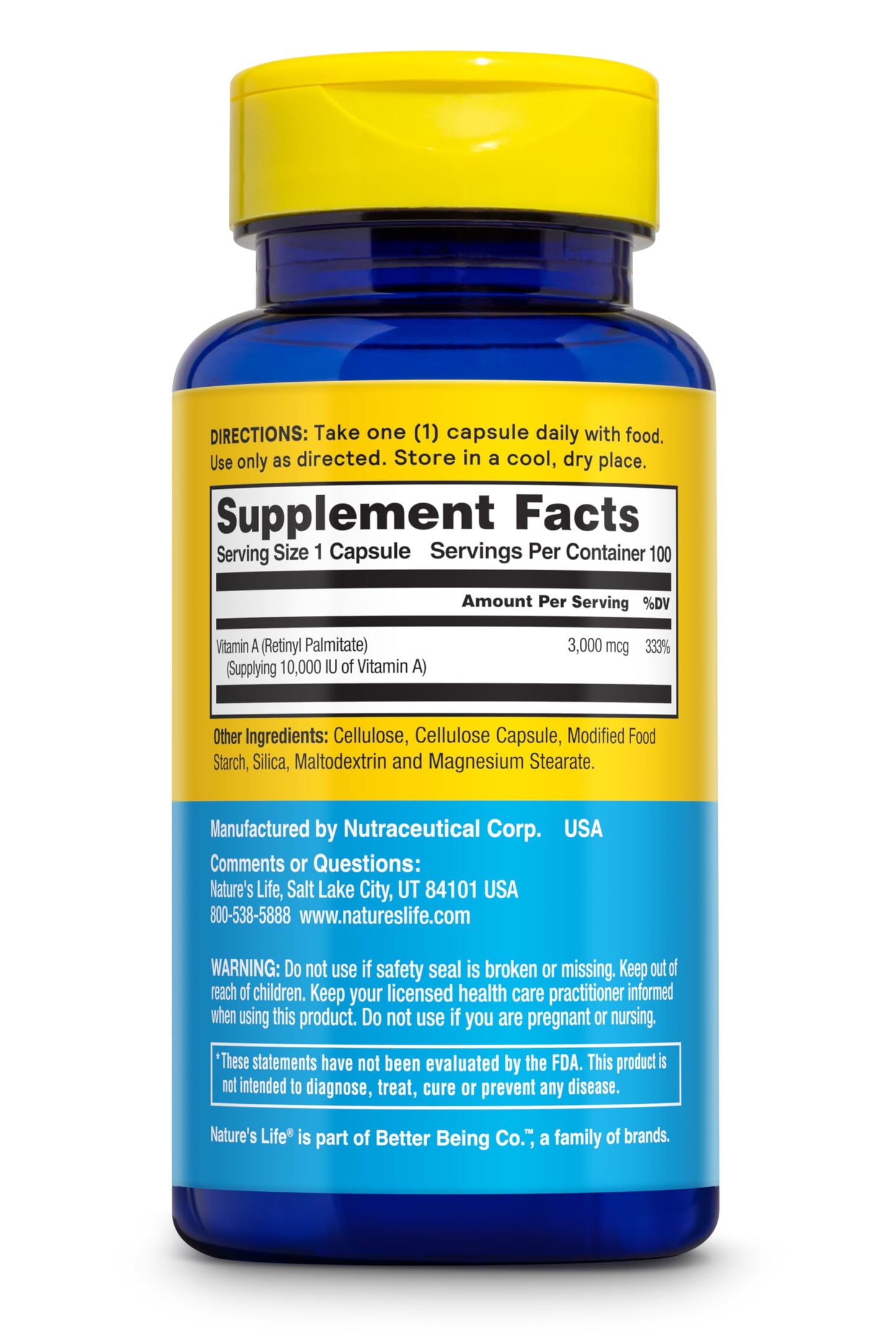 Nature's Life Vitamin A 10,000 IU | 100 ct - Vitamin A Supplement