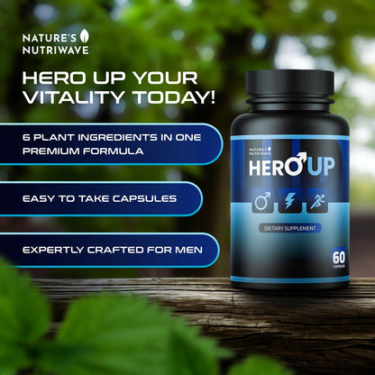 HeroUP by Nature’s NutriWave – Plant-Based Wellness, Non-GMO, Stimulant-Free | USA-Made 60 Capsules