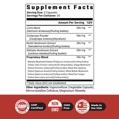 Nature's NutriWave Dr. Love Roar Lion's Mane Mushroom Supplement – Plant-Based, Vegan, Gluten-Free, USA Made