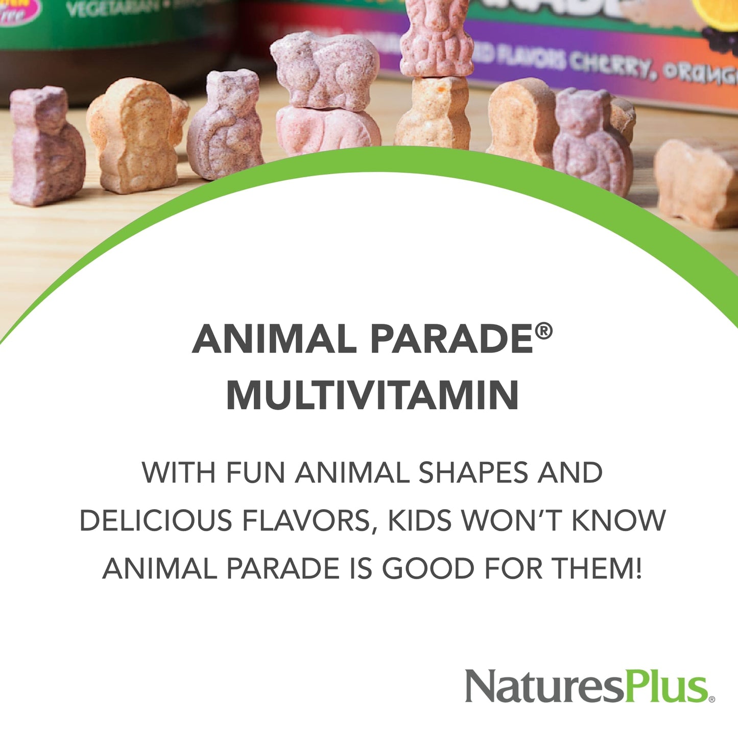 Natures Plus Animal Parade Children's Multivitamin - Watermelon, 180 Animal-Shaped Chewables (90 Servings) | Vegan & Gluten Free