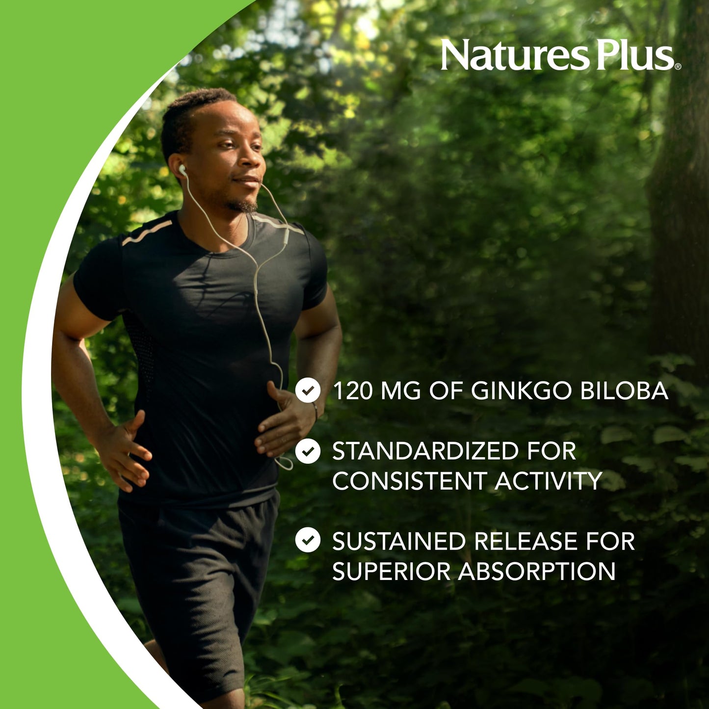 Natures Plus Herbal Actives Ginkgo Biloba 120 mg – Extended Release | 60 Vegan Tablets | Gluten-Free