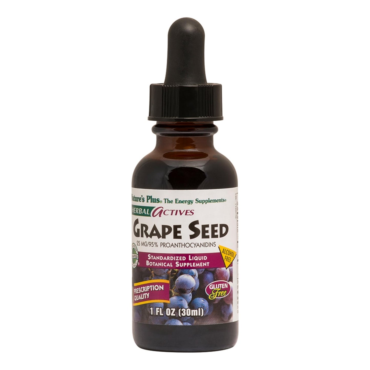 Natures Plus Herbal Actives Grape Seed 25 mg Liquid Suspension - Vegan Drops (1 oz)