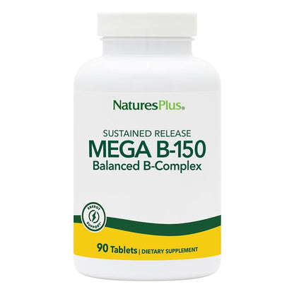 NaturesPlus Mega B-150 Complex | 90 Sustained-Release Vegetarian Tablets | Gluten Free B-Complex Vitamin Supplement