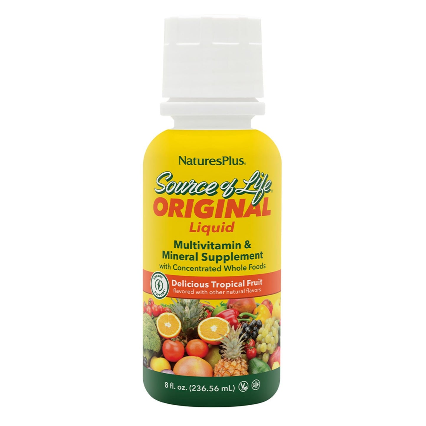 Natures Plus Source of Life Liquid Tropical Fruit – 8 fl oz | Multivitamin & Mineral (Gluten Free, Vegetarian)
