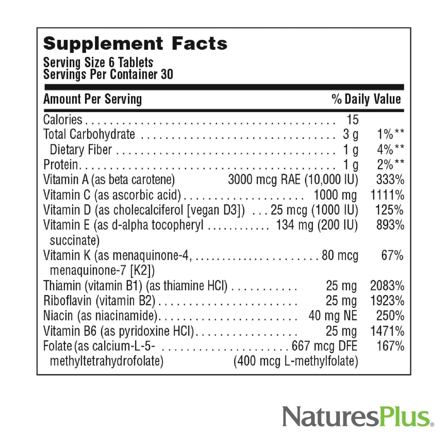 NaturesPlus Source of Life Mini-Tabs No Iron – Iron-Free Vegetarian Multivitamin, 180 Mini Tabs