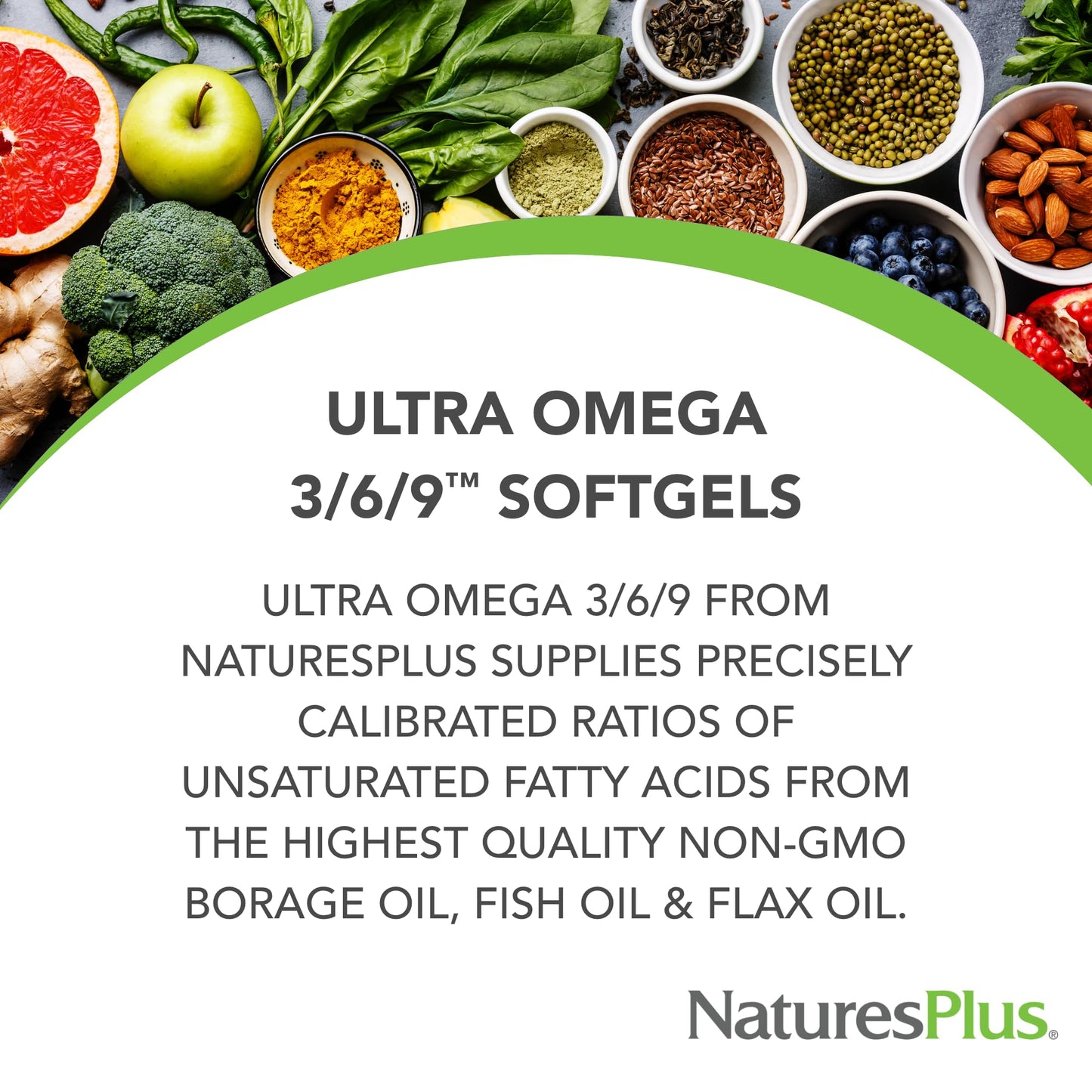 Natures Plus Ultra Omega 3-6-9 1200 mg | 60 Softgels | Borage, Fish & Flax Oil | Gluten-Free