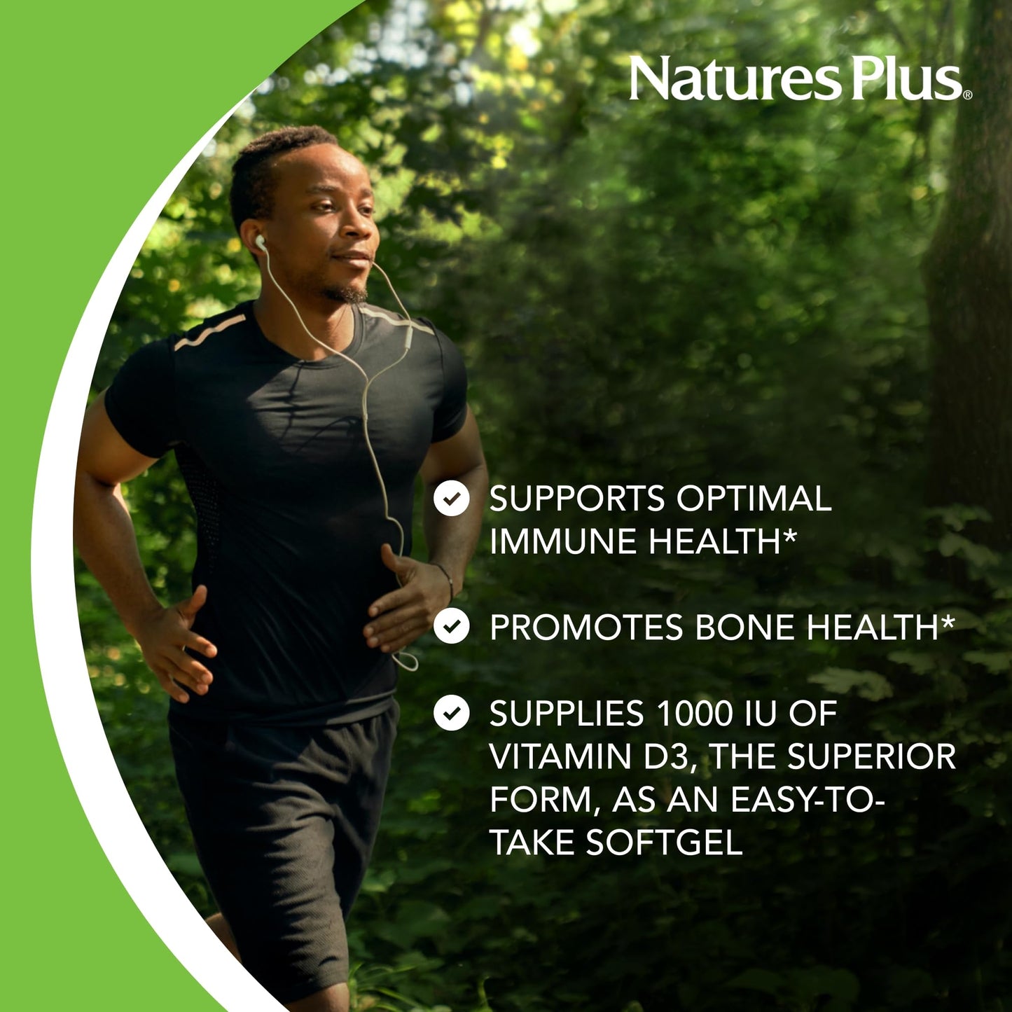 Nature's Plus Vitamin D3 1000 IU (Cholecalciferol) – 180 Softgels | Immune & Bone Health