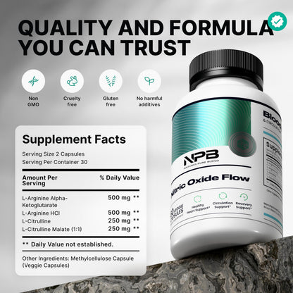 Nature's Pure Blend Nitric Oxide for Men – L-Arginine & L-Citrulline, Circulation & Endurance