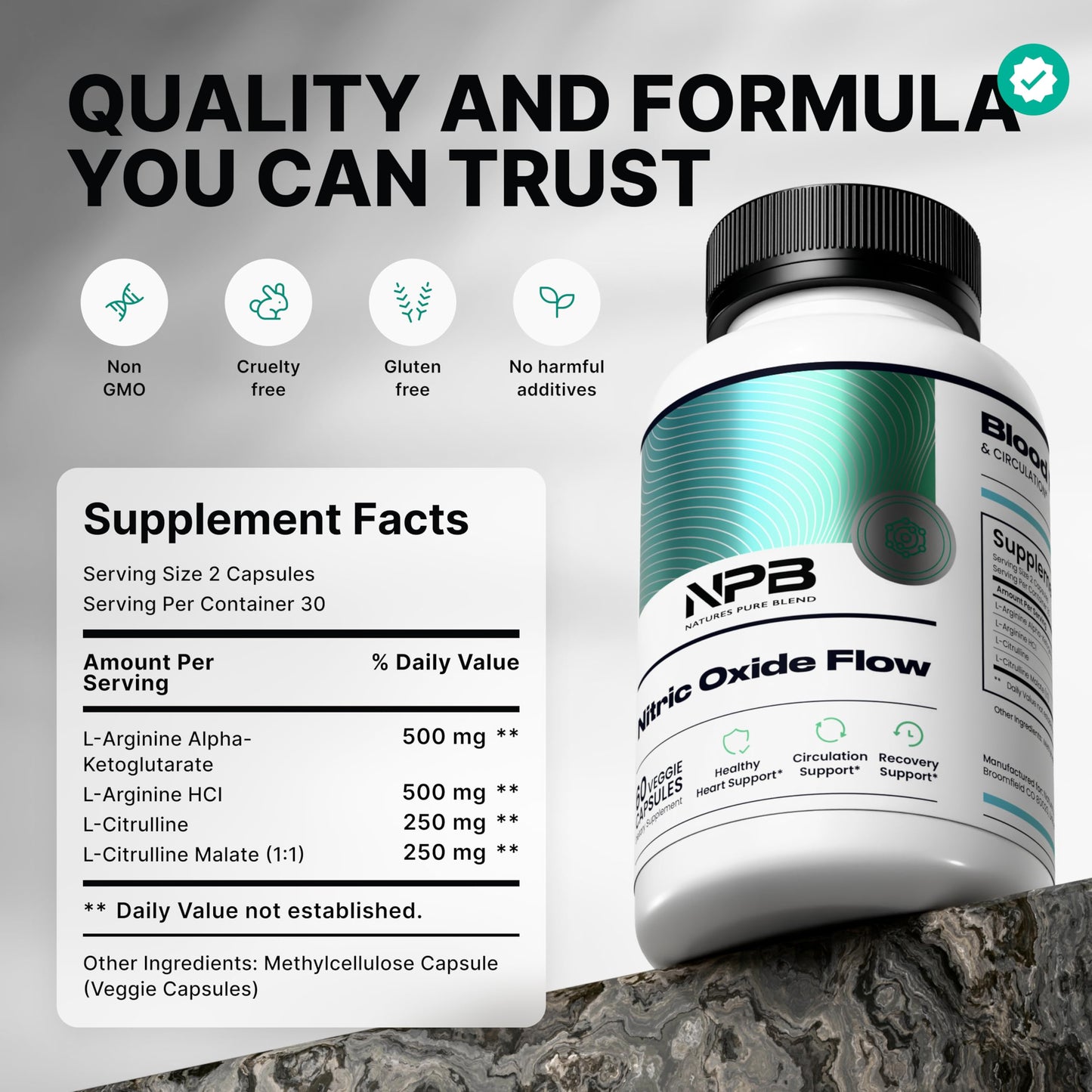 Nature's Pure Blend Nitric Oxide for Men – L-Arginine & L-Citrulline, Circulation & Endurance