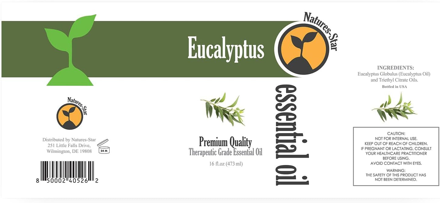 Natures-Star 16 oz Eucalyptus Essential Oil – 16 Fl Oz (Pack of 2)
