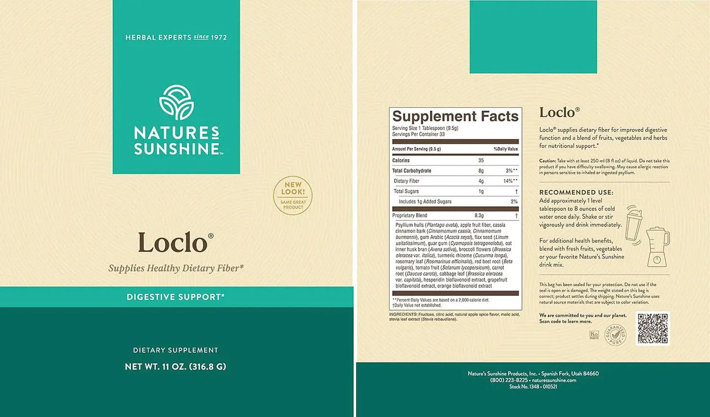 Nature's Sunshine Loclo, 11 oz – Sodium-Free High-Fiber Supplement