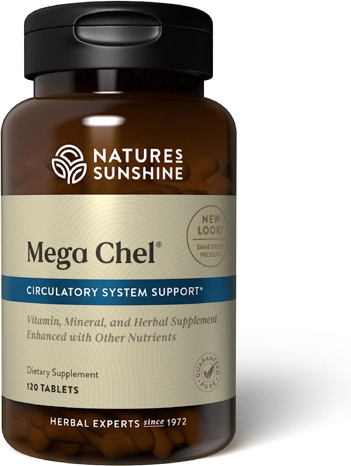 Nature's Sunshine Mega-Chel 120 Tablets – Complete Vitamin with Antioxidants, Herbs & Minerals for Circulatory Support