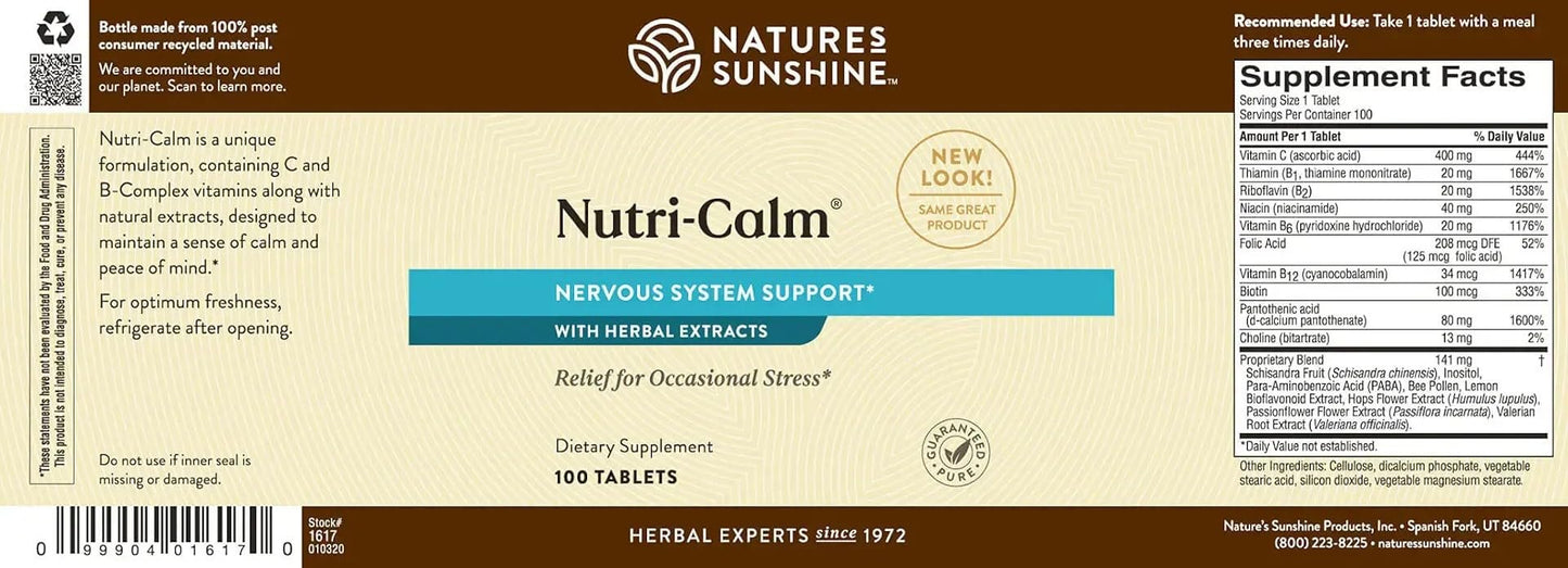 Nature's Sunshine Nutri-Calm – Herbal Stress Relief & Mood Support Supplement (100 Count)