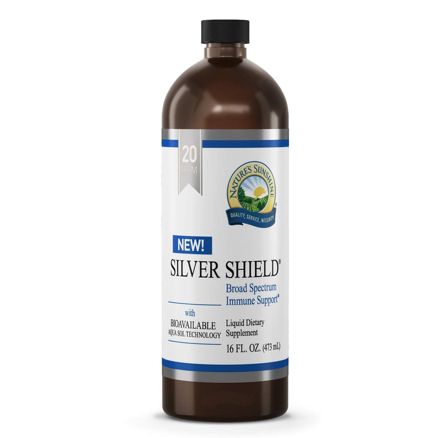 Nature's Sunshine Silver Shield Liquid – Colloidal Silver with Aqua Sol Technology, 16 Fl Oz