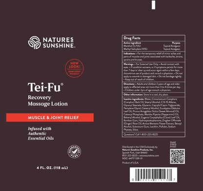 Nature's Sunshine Tei-Fu Recovery Massage Lotion with Essential Oils